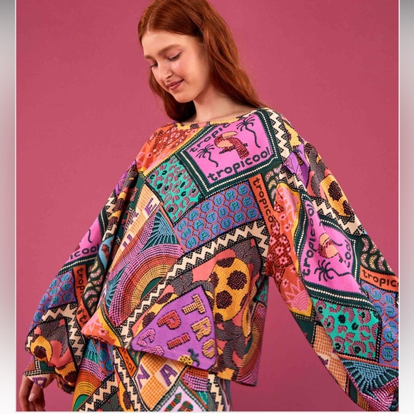 NWT FARM Rio Dotted Patch Scarf Sweatshirt Size M - Picture 3 of 15